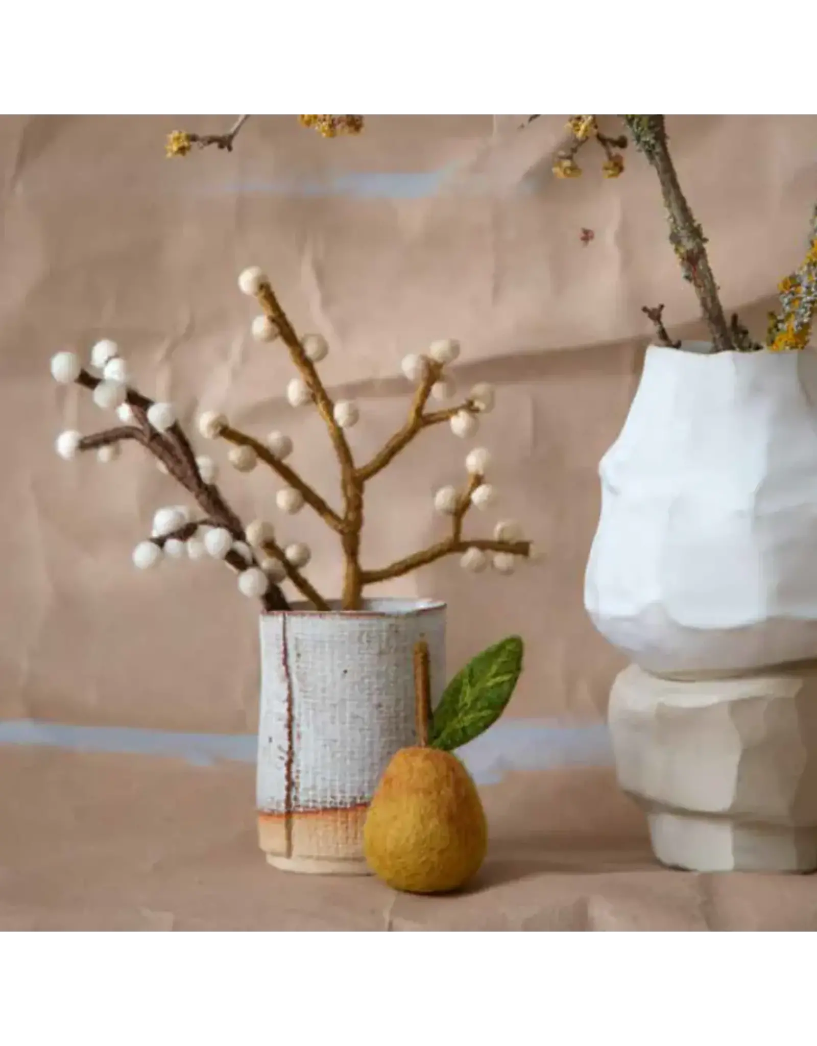 Gry & Sif Vilten Bloem - Mini Branch, Beige berries - 20cm