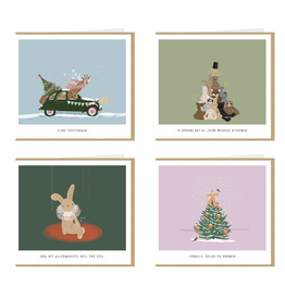 Studio Mie Kerstdoosje,Kelly Marie 3 - 4 kerstkaarten x 2 + 8 enveloppen