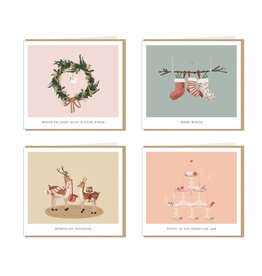 Studio Mie Kerstdoosje, Kelly Marie 4  - 4 Kerstkaarten x 2 + 8 Enveloppen