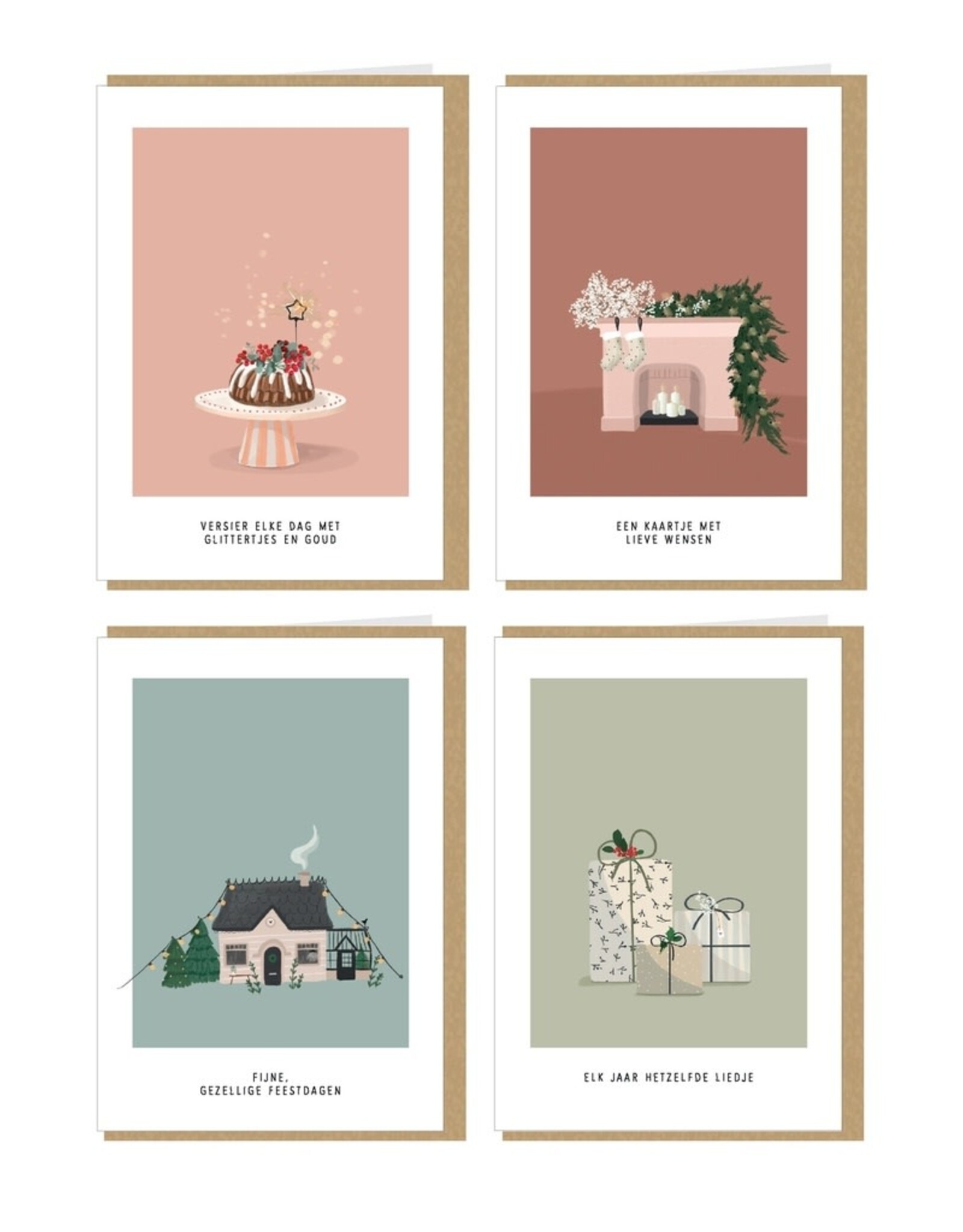 Studio Mie Kerstdoosje, Kelly Marie 194 - 4 kerstkaarten x 2 + 8 enveloppen