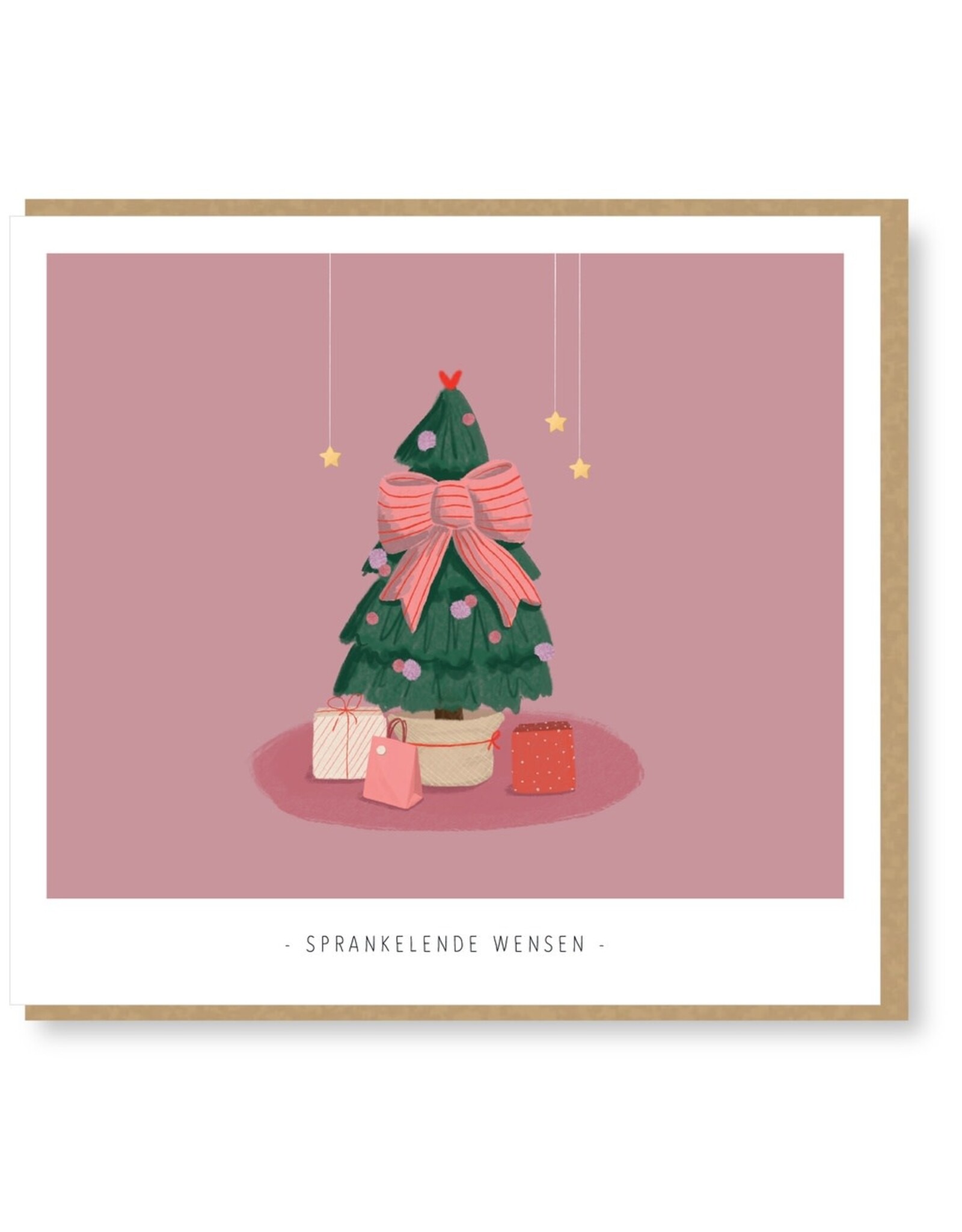 Studio Mie Wenskaart - Kerst - Sprankelende wensen - Dubbele kaart + Envelop