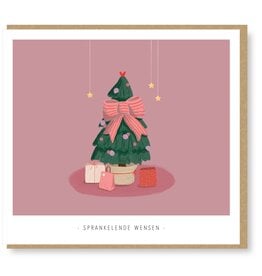 Studio Mie Wenskaart - Kerst - Sprankelende wensen - Dubbele kaart + Envelop