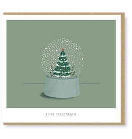 Studio Mie Wenskaart - Kerst - Fijne feestdagen - Dubbele kaart + Envelop