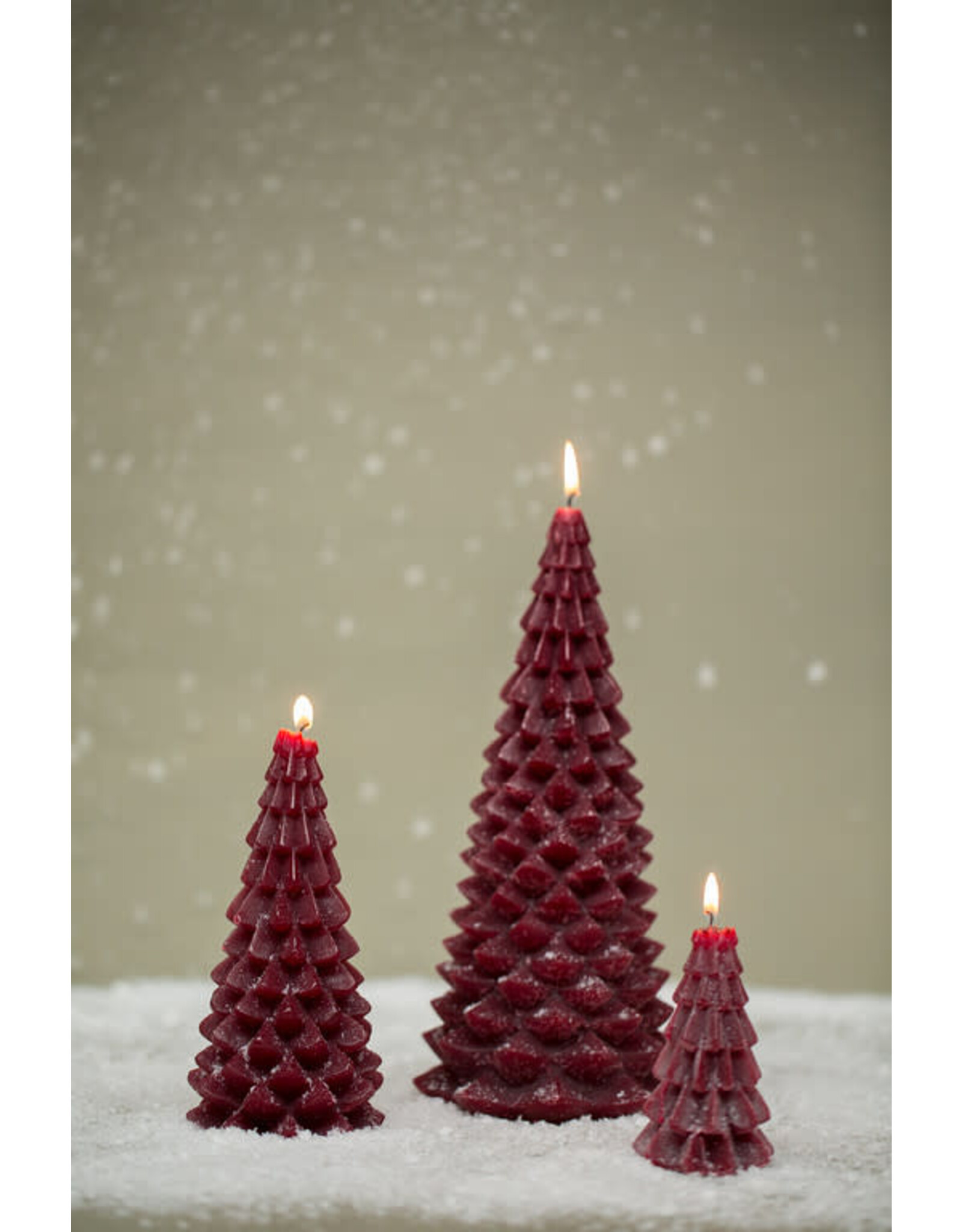 Rustik Lys Kaars, Kerstboom S - Raspberry - 6,3 x 12 cm
