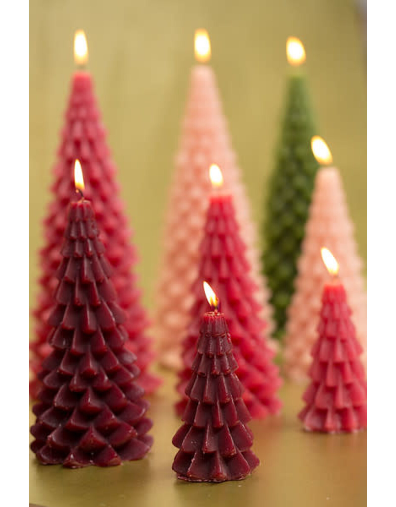 Rustik Lys Kaars, Kerstboom S - Raspberry - 6,3 x 12 cm