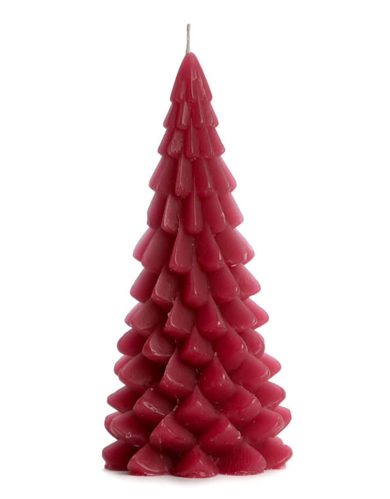 Rustik Lys Kaars, Kerstboom M - Raspberry  - 10 x 20 cm