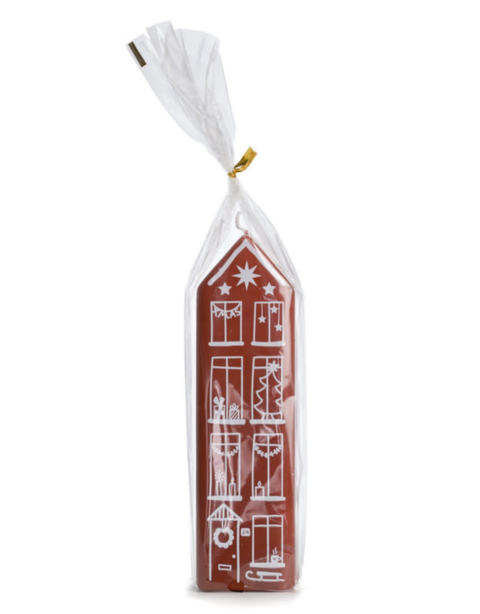 Rustik Lys Kaars, Gingerbread house M - Clay - 5,5 x 20cm