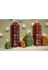 Rustik Lys Kaars, Gingerbread house 4st - Aubergine - 4x6 cm
