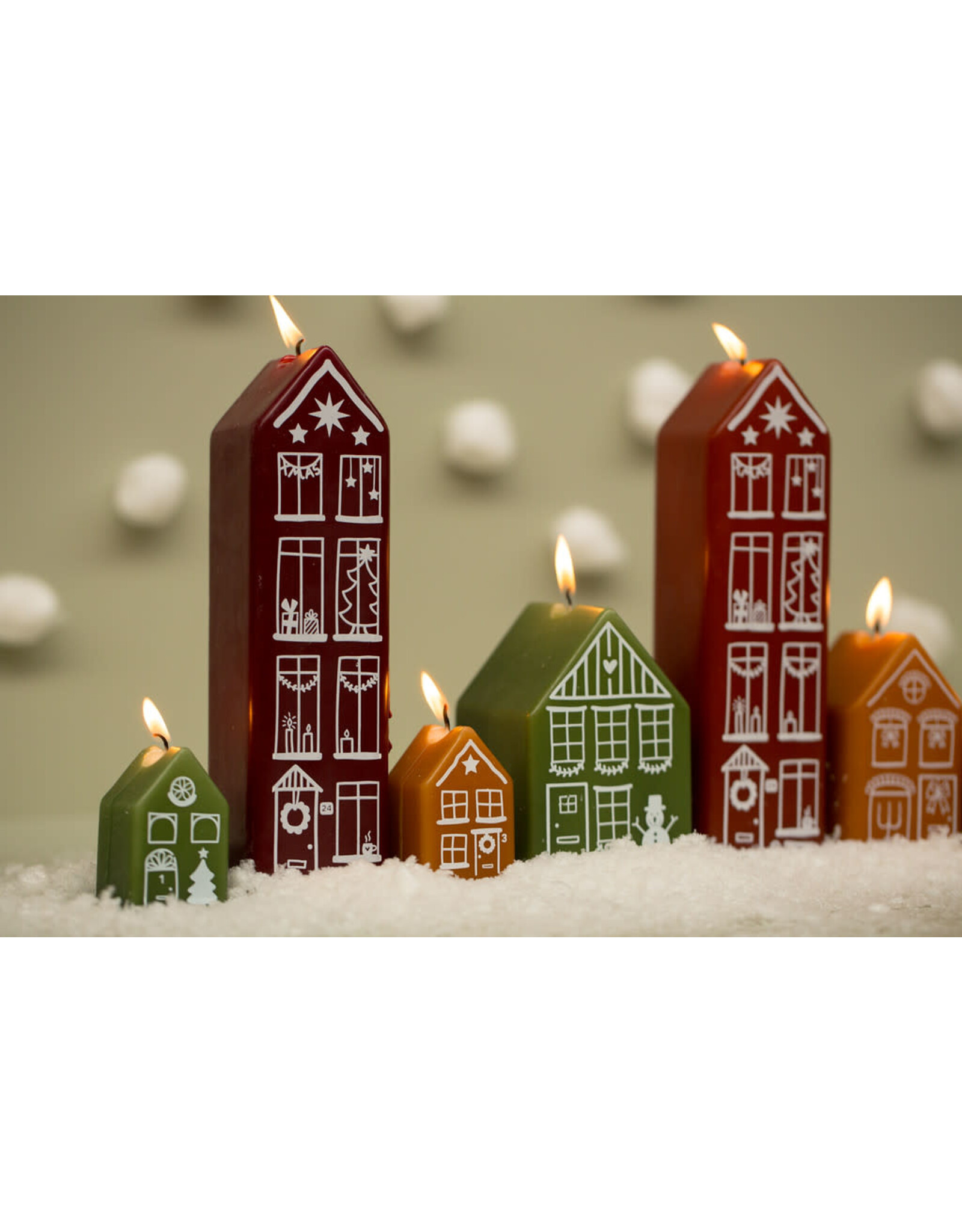 Rustik Lys Kaars, Gingerbread house 4st - Aubergine - 4x6 cm