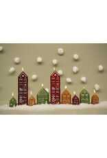 Rustik Lys Kaars, Gingerbread house 4st - Aubergine - 4x6 cm