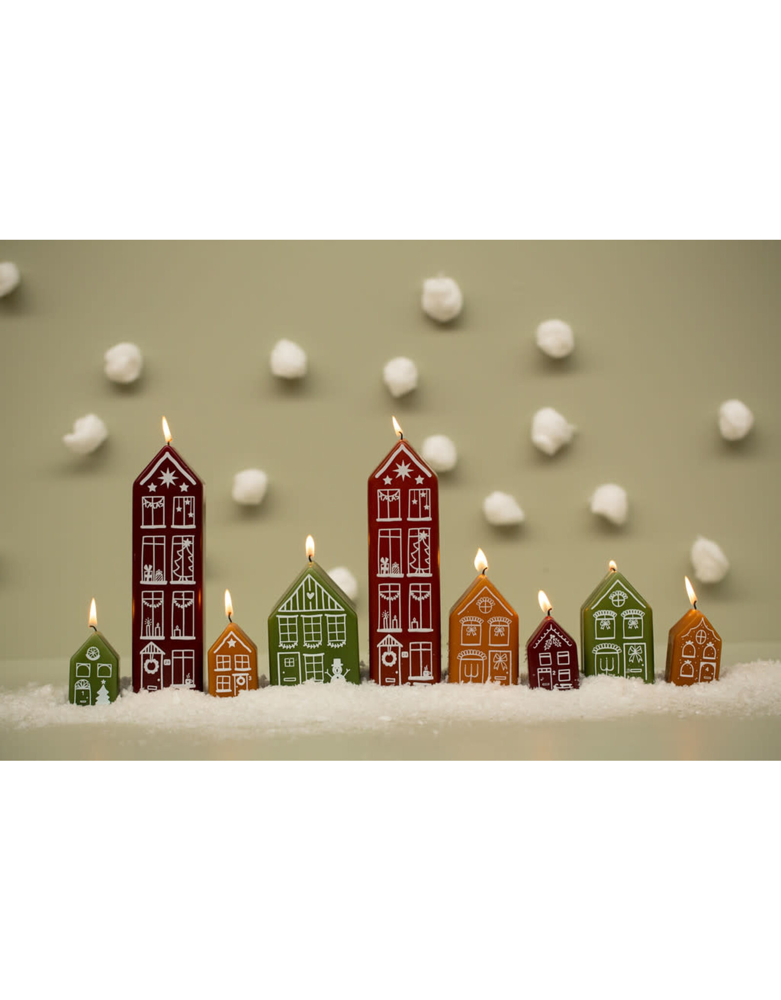 Rustik Lys Kaars, Gingerbread house 4st - Aubergine - 4x6 cm