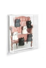 Abodee Magneet Kat - Assort. Wit/Zwart/Grijs - 6st