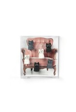 Abodee Magneet Kat - Assort. Wit/Zwart/Grijs - 6st