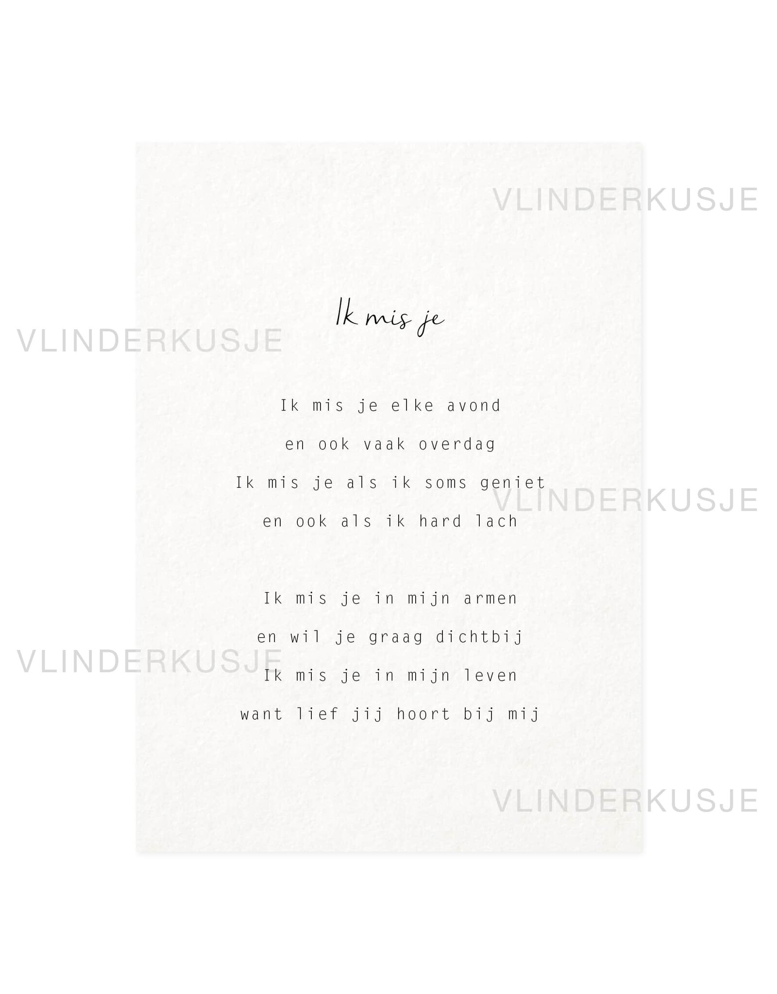 Vlinderkusjes Print A5 - Ik mis je
