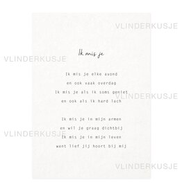 Vlinderkusjes Print A5 - Ik mis je