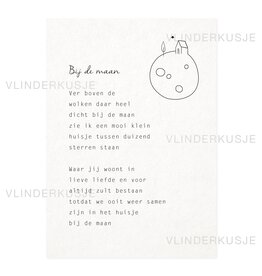 Vlinderkusjes Wenskaart - Bij de maan, met illustratie - Postkaart + Envelop