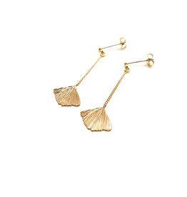 Nadja Carlotti Oorbel Ginkgo -  Korte ketting - Messing