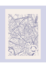 mmmMar Theedoek - Stadsplan Gent - Blauw  - 48 x 70 cm - 100% Katoen