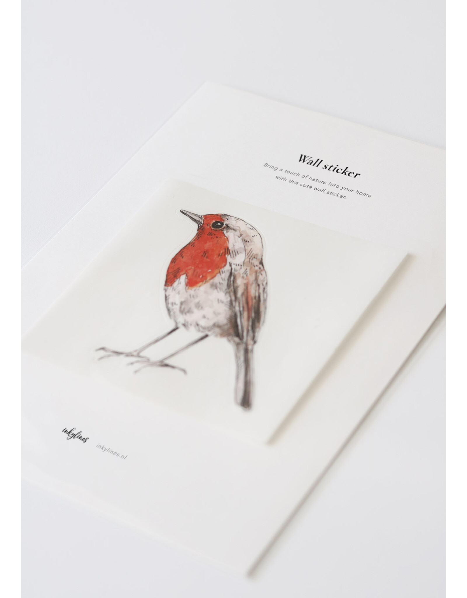 Inkylines Muursticker - Roodborstje (kleur)