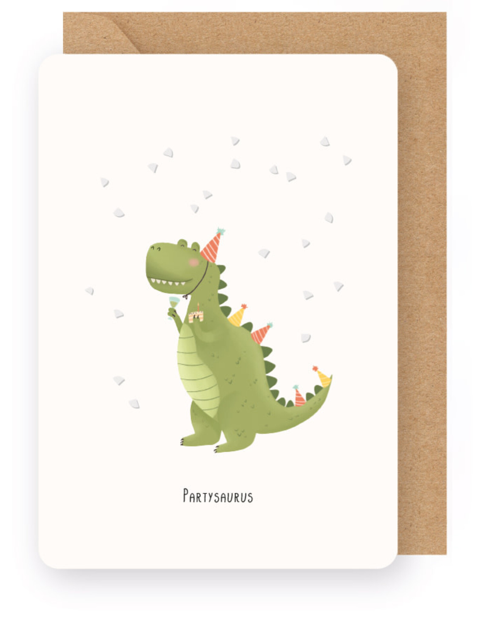 Enfant Terrible Wenskaart - Partysaurus - Dubbele kaart + Envelop
