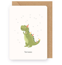 Enfant Terrible Wenskaart - Partysaurus - Dubbele kaart + Envelop Enfant Terrible Wenskaart - Partysaurus - Dubbele kaart + Envelop