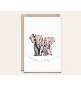 Kathings Wenskaart - Elephant Family - Dubbele kaart + Envelope