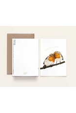 Kathings Wenskaart - Lovebirds Robins, Congrats - Dubbele kaart + Envelop