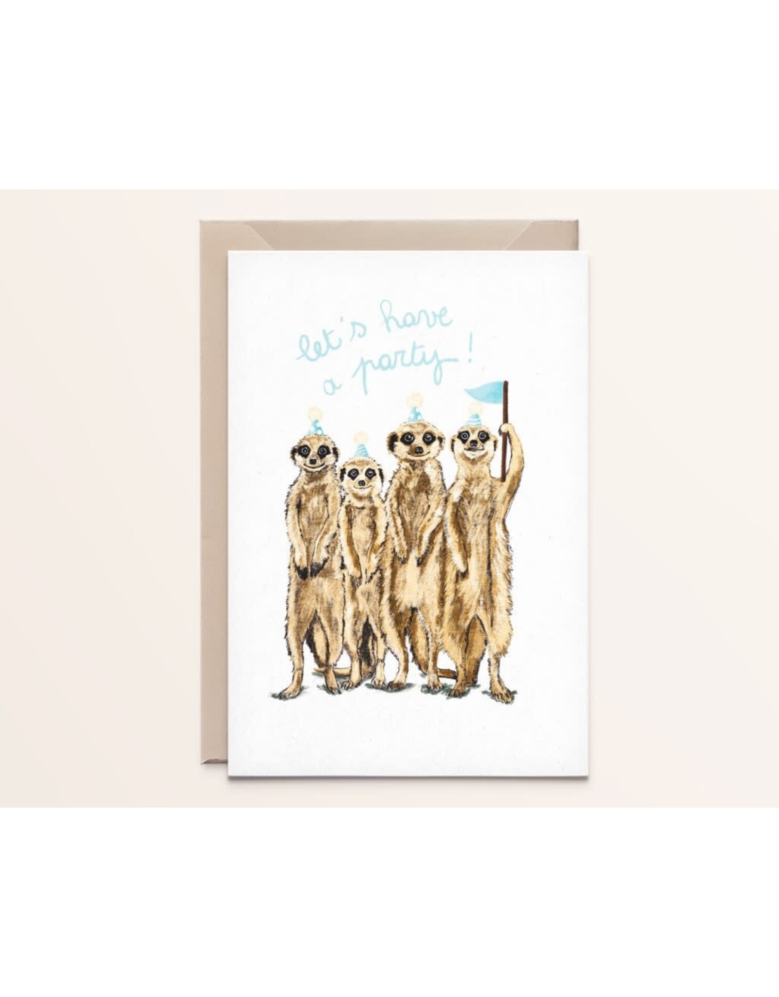 Kathings Wenskaart - Meerkats Party - Dubbele kaart + Envelop