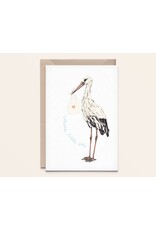 Kathings Wenskaart - Stork little one - Dubbele kaart + Envelop