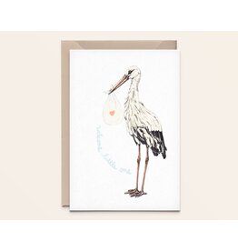 Kathings Wenskaart - Stork little one - Dubbele kaart + Envelop