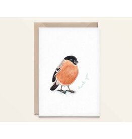 Kathings Wenskaart - Goudvink, Thank you - Dubbele kaart + Envelop