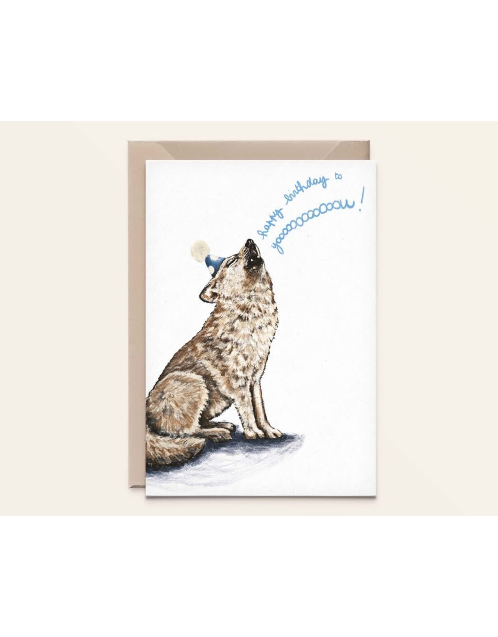 Kathings Wenskaart - Wolf - Dubbele kaart + Envelop
