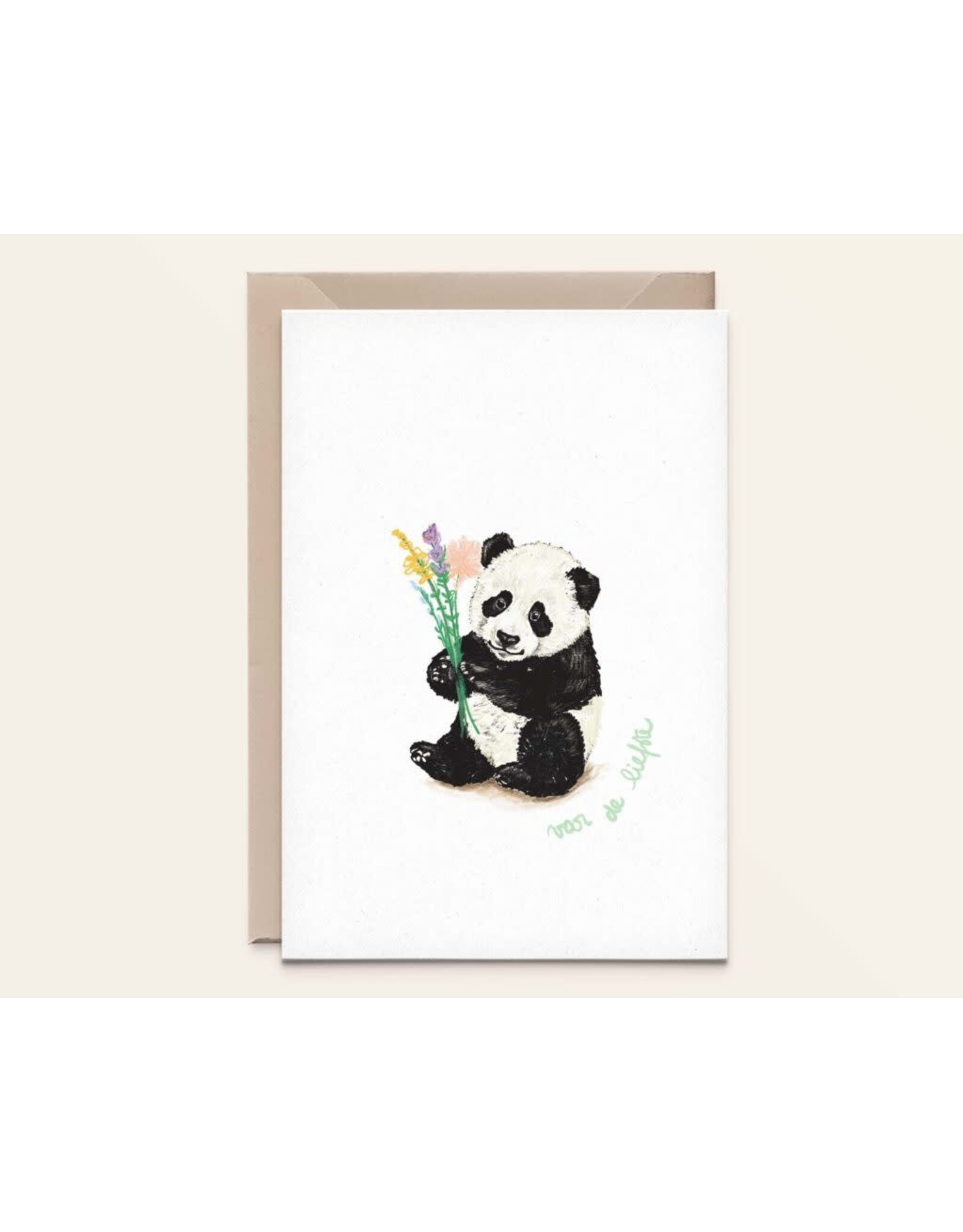 Kathings Wenskaart - Panda, Voor de liefste - Dubbele kaart + Envelop