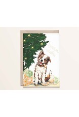 Kathings Wenskaart - Kerst - Border Collie warm wishes - Dubbele kaart + Envelop