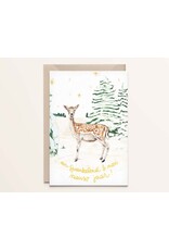 Kathings Wenskaart - Kerst - Damhert - Dubbele kaart + Envelop