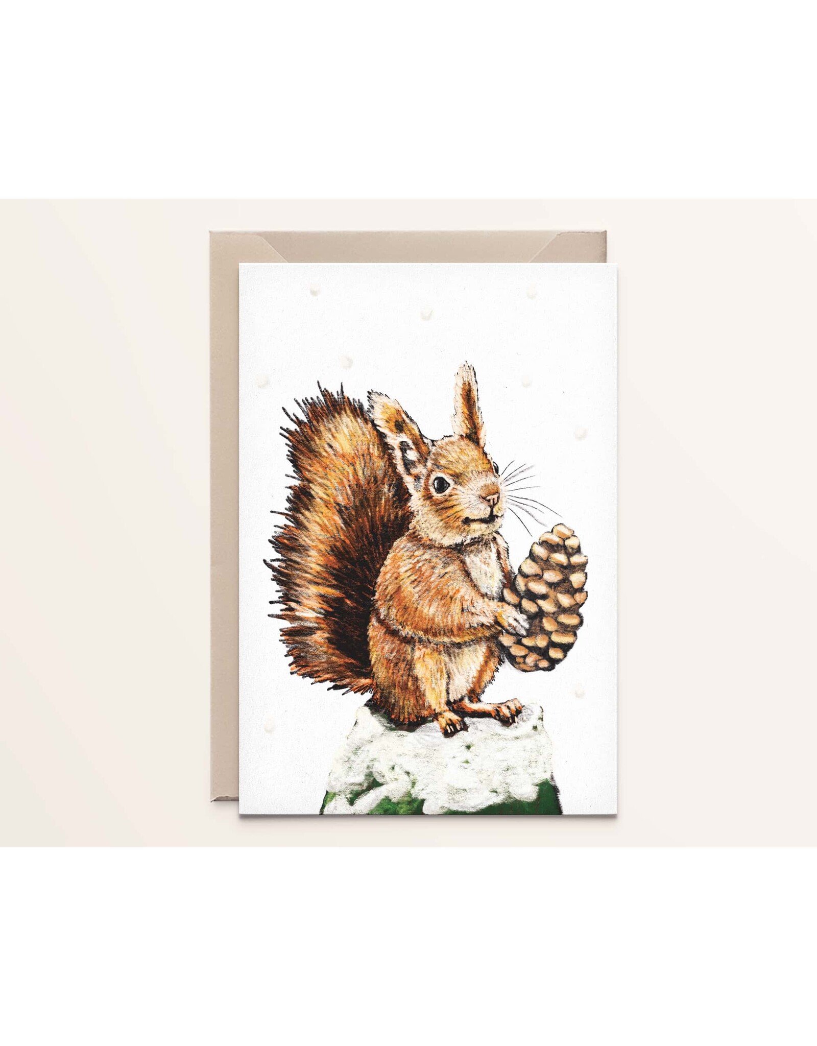 Kathings Wenskaart - Kerst - Squirrel winter - Dubbele kaart + Envelop