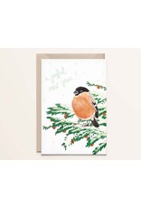Kathings Wenskaart - Kerst - Goudvink New Year - Dubbele kaart + Envelop