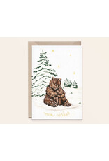 Kathings Wenskaart - Kerst - Bear hug winter - Dubbele kaart + Envelop