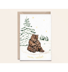 Kathings Wenskaart - Kerst - Bear hug winter - Dubbele kaart + Envelop