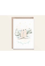 Kathings Wenskaart - Kerst - Polarfoxes, New Year - Dubbele kaart + Envelop