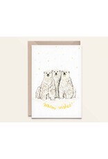 Kathings Wenskaart - Kerst - Polarbears, Warm wishes - Dubbele kaart + Envelop