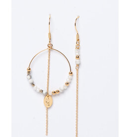 Murielle Perrotti Oorbel MP - Pierre - Creool & Ketting - Goud Wit - Asym