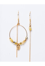 Murielle Perrotti Oorbel MP - Pierre - Creool & Ketting - Goud Geel - Asym