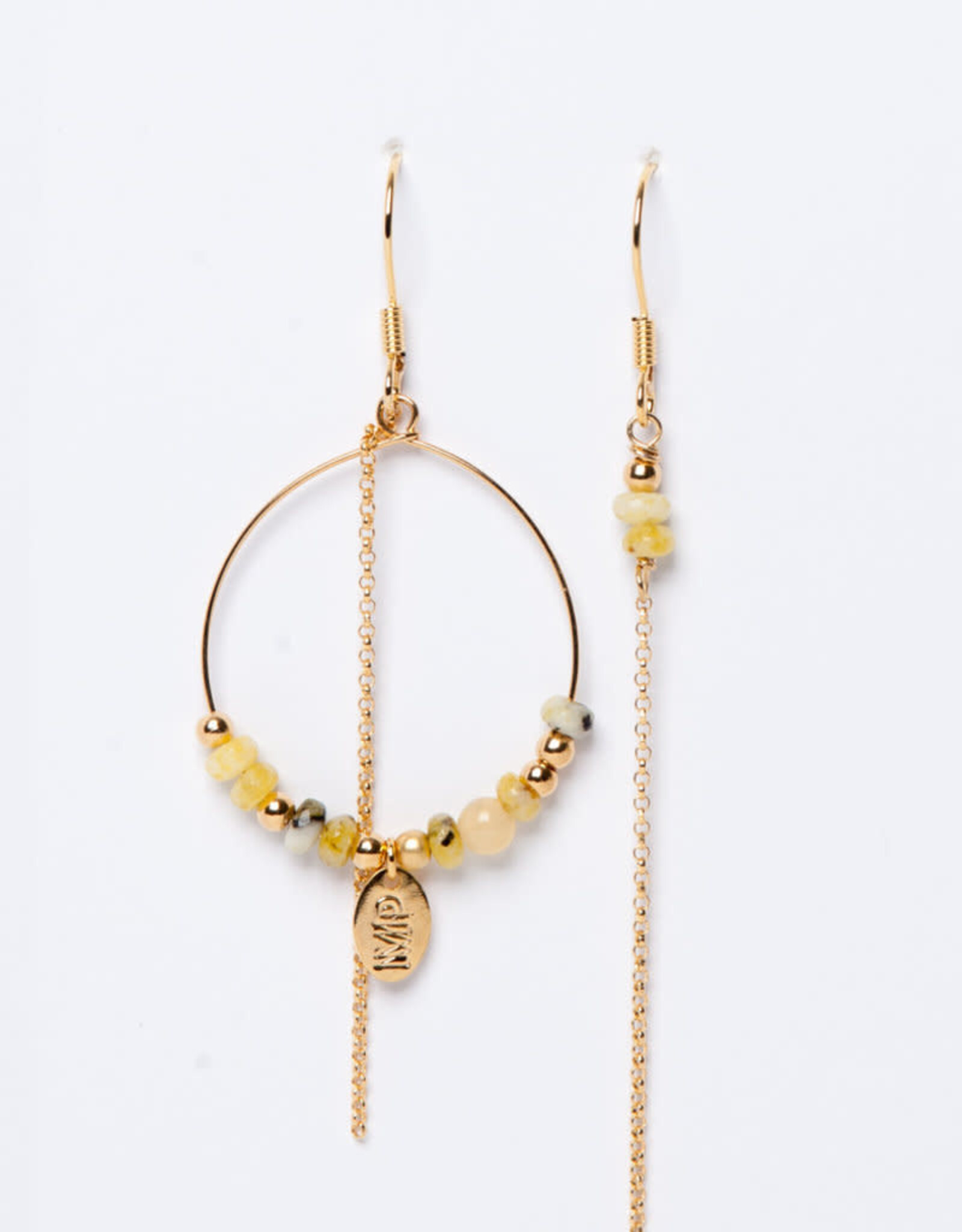 Murielle Perrotti Oorbel MP - Pierre - Creool & Ketting - Goud Geel - Asym