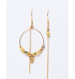 Murielle Perrotti Oorbel MP - Pierre - Creool & Ketting - Goud Geel - Asym