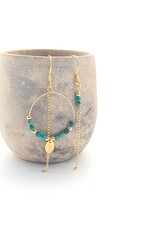 Murielle Perrotti Oorbel MP - Pierre - Creool & Ketting - Goud Turkoois - Asym