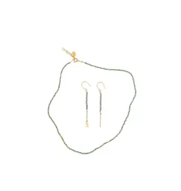 Murielle Perrotti Oorbel MP - Nice, Hematiet - Goud/Groen
