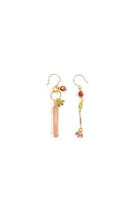 Murielle Perrotti Oorbel MP - Studio - Bergkristal, Granaat en Peridot - Asym