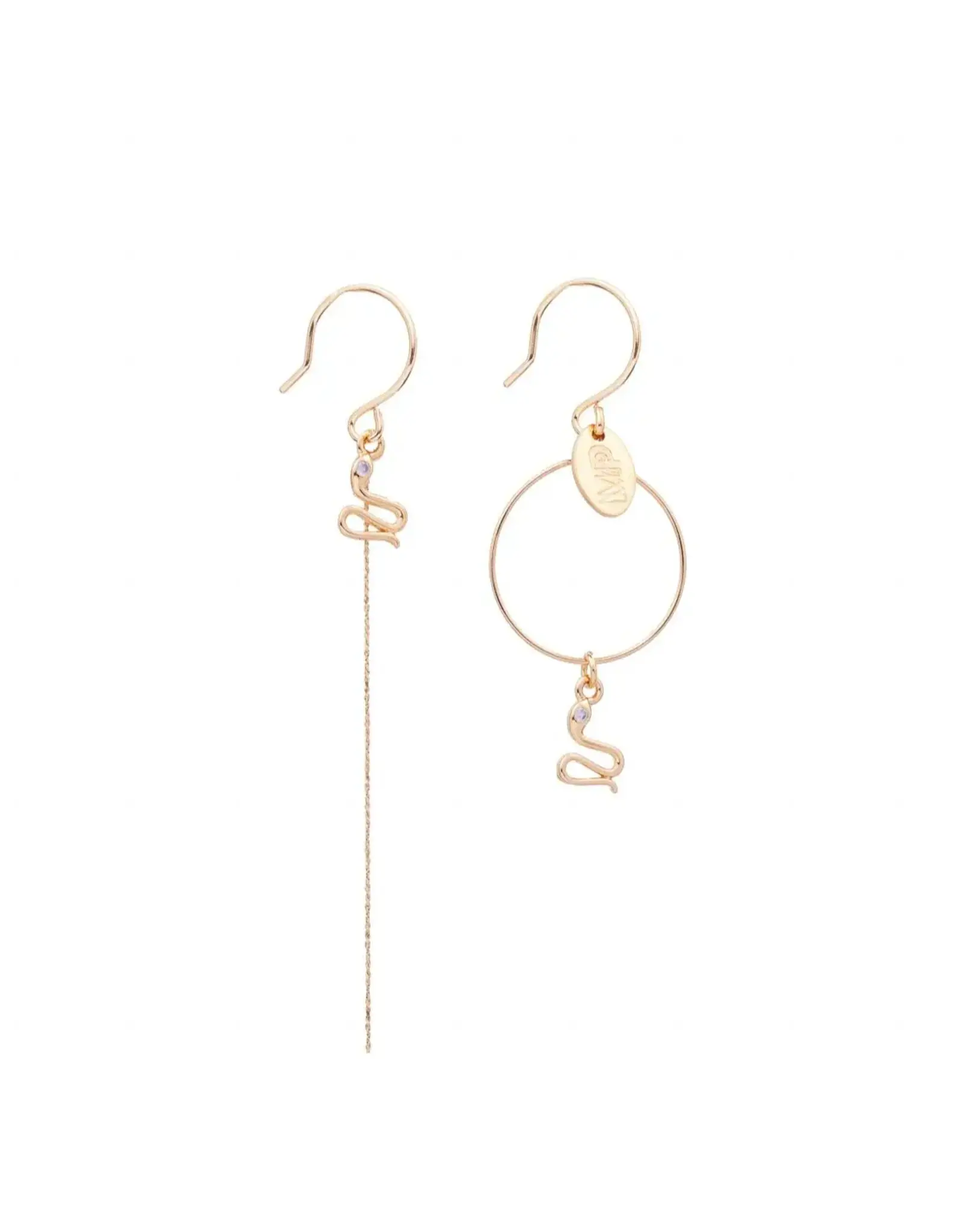 Murielle Perrotti Oorbel MP - Snake, Creool&Ketting - Goud - Asym