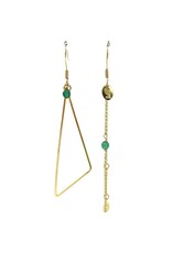 Murielle Perrotti Oorbel MP - Isa - Driehoek & Ketting - Goud Groen - Asym